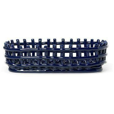 Ferm Living Ceramic Basket椭圆形，蓝色