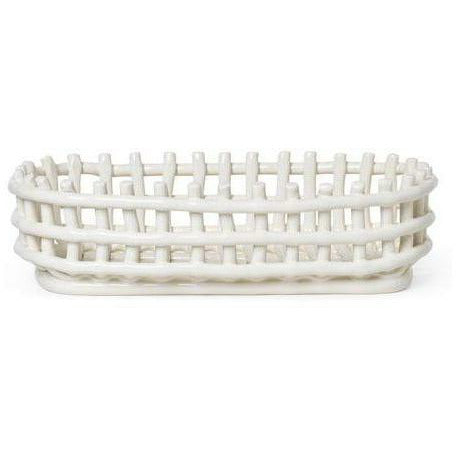 Ferm Living Ceramic Basket椭圆形，白色