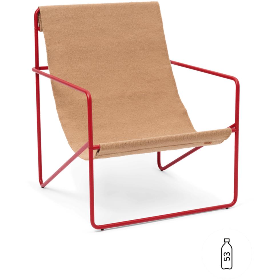 Ferm Living Aavikon lounge -tuoli, unikko punainen/hiekka