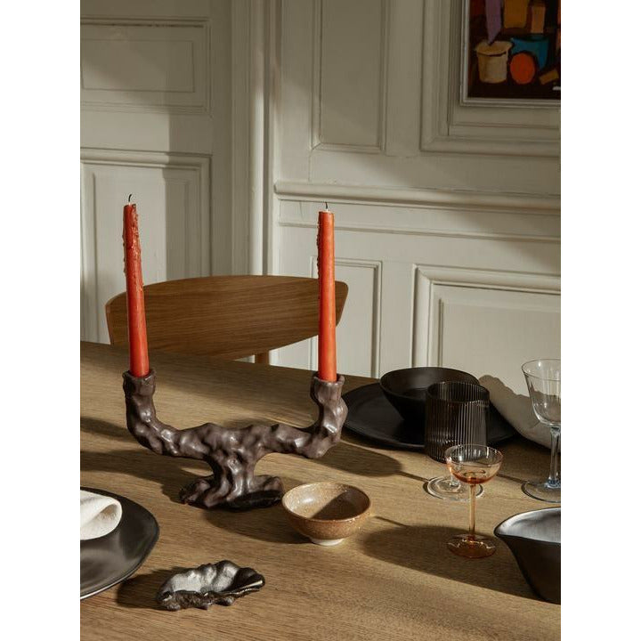 Ferm Living Ditto Candle Holder Double, mørkebrun