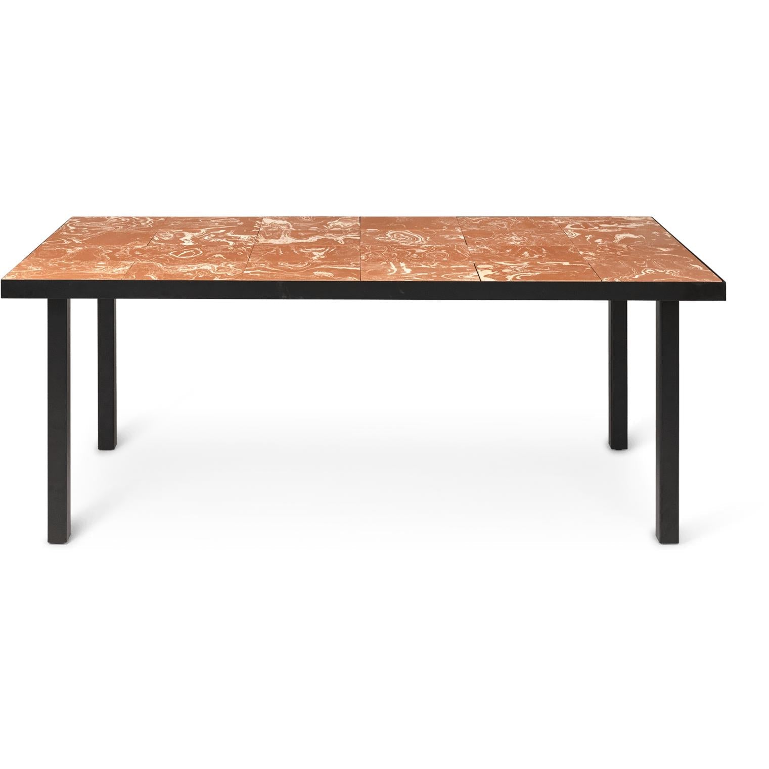Ferm Living Flodplattor matbord, terrakotta/svart