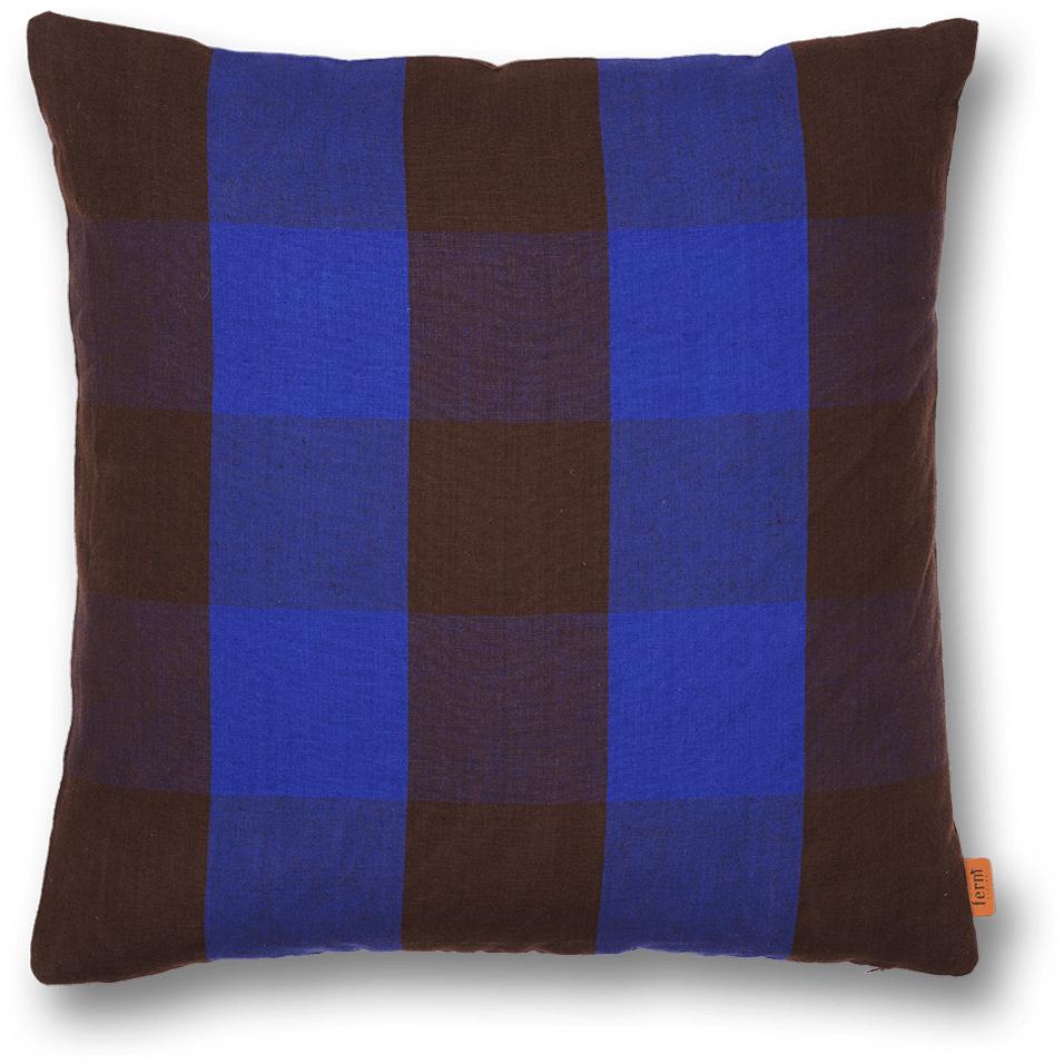 Ferm Living Grand Cushion, choklad/ljusblå