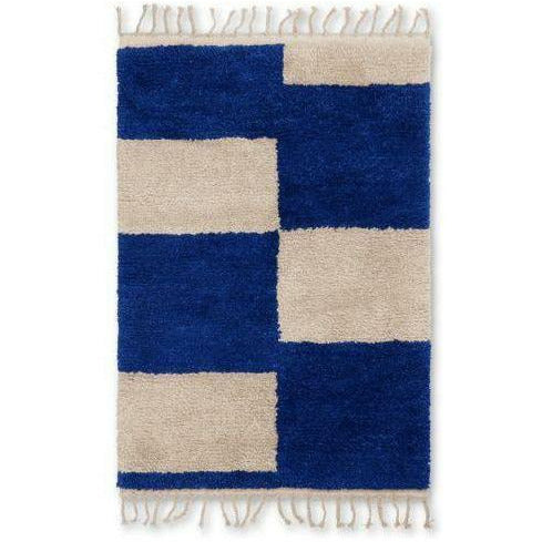 Ferm Living Mara手工编织地毯80x120厘米，明亮的蓝色/折白色