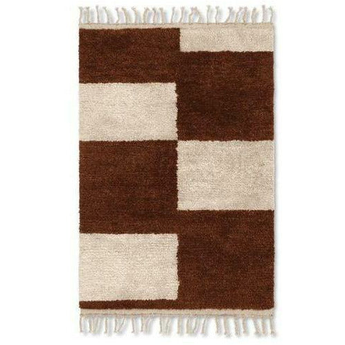 Ferm Living Mara alfombra anudada a mano 80x120 cm, ladrillo oscuro/blanco blanco