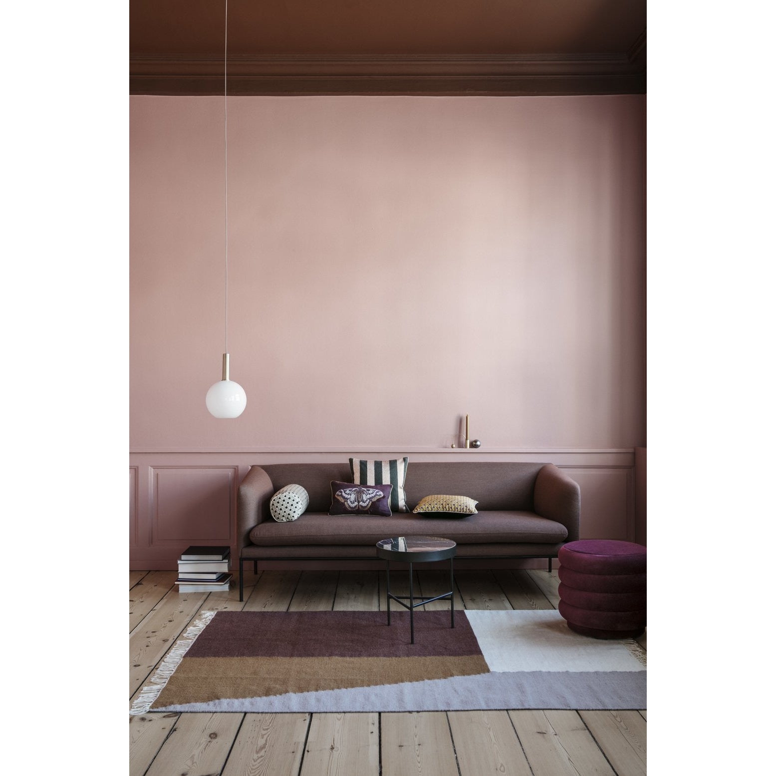 Ferm Living Table en marbre Marquina noire, Ø40cm