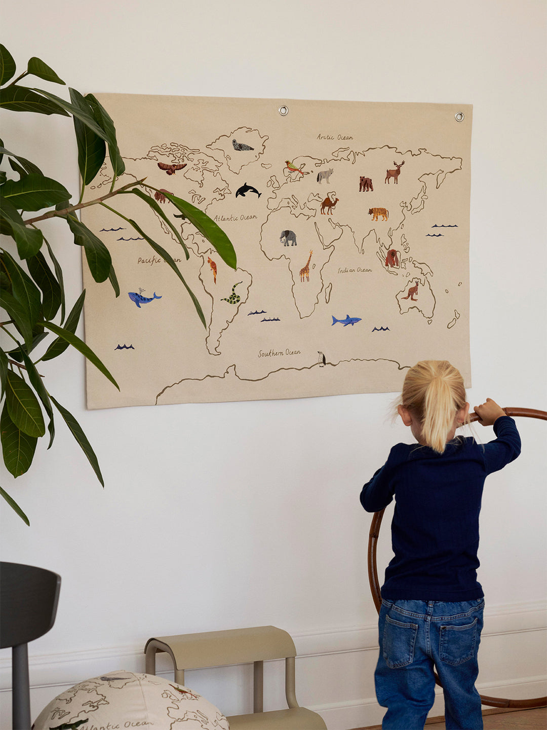 Ferm Living The World Textile Map World Map, Off White