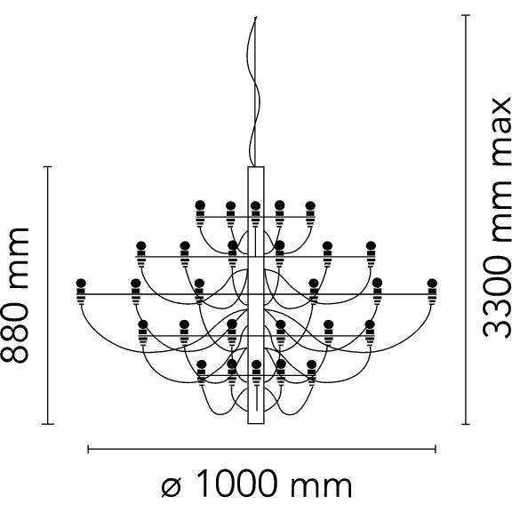 Flos 2097/50 Frosted Chandelier, messing