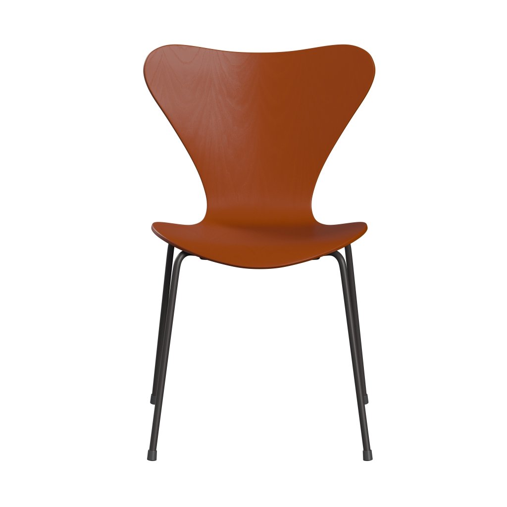 Fritz Hansen 3107 chaise unophastered, graphite chaud / cendre teint paradis orange