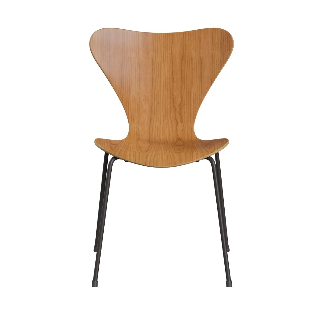 Fritz Hansen 3107 chaise unophastered, graphite chaud / placage de cerise naturel