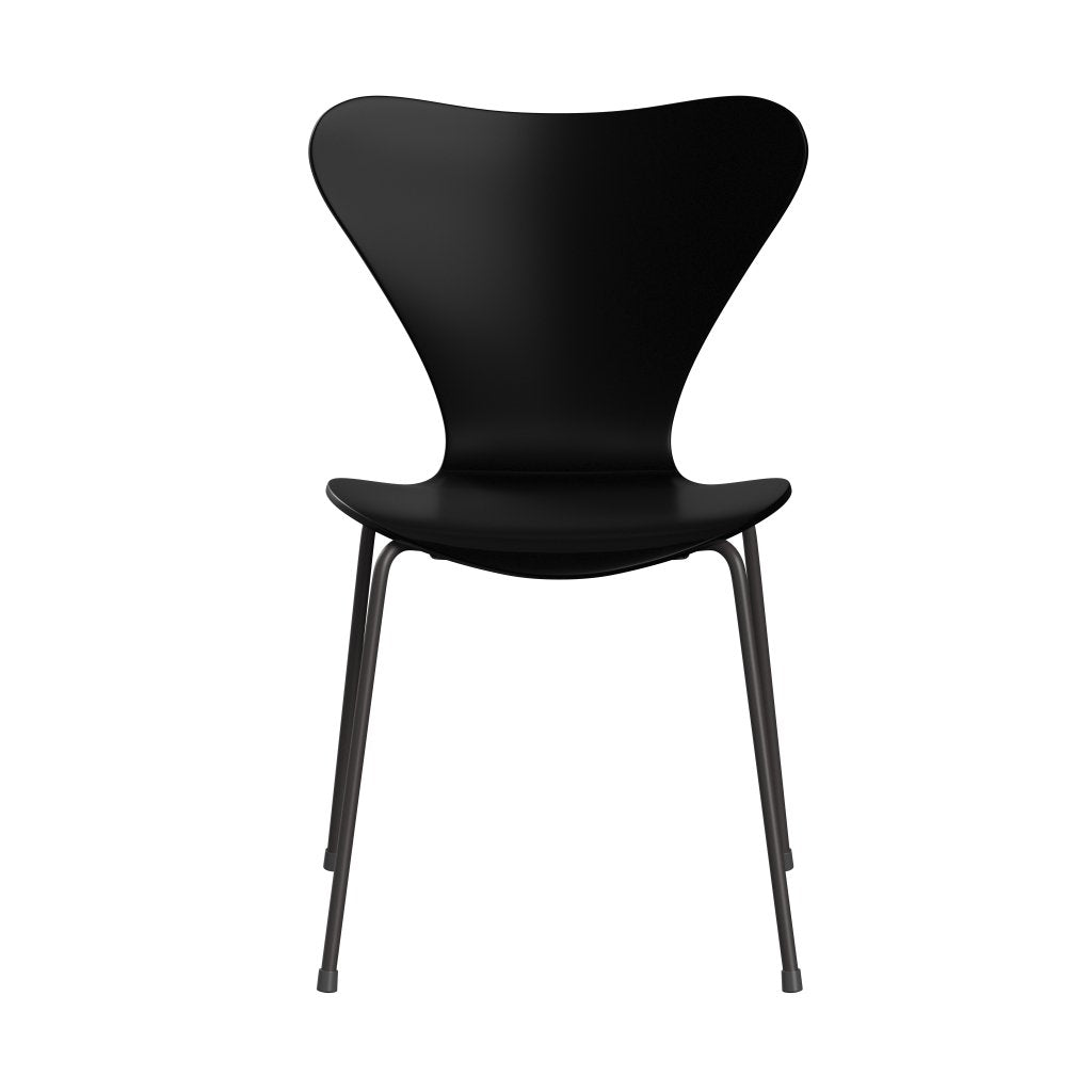 Fritz Hansen 3107 Chair Unupholstered, Warm Graphite/Lacquered Black