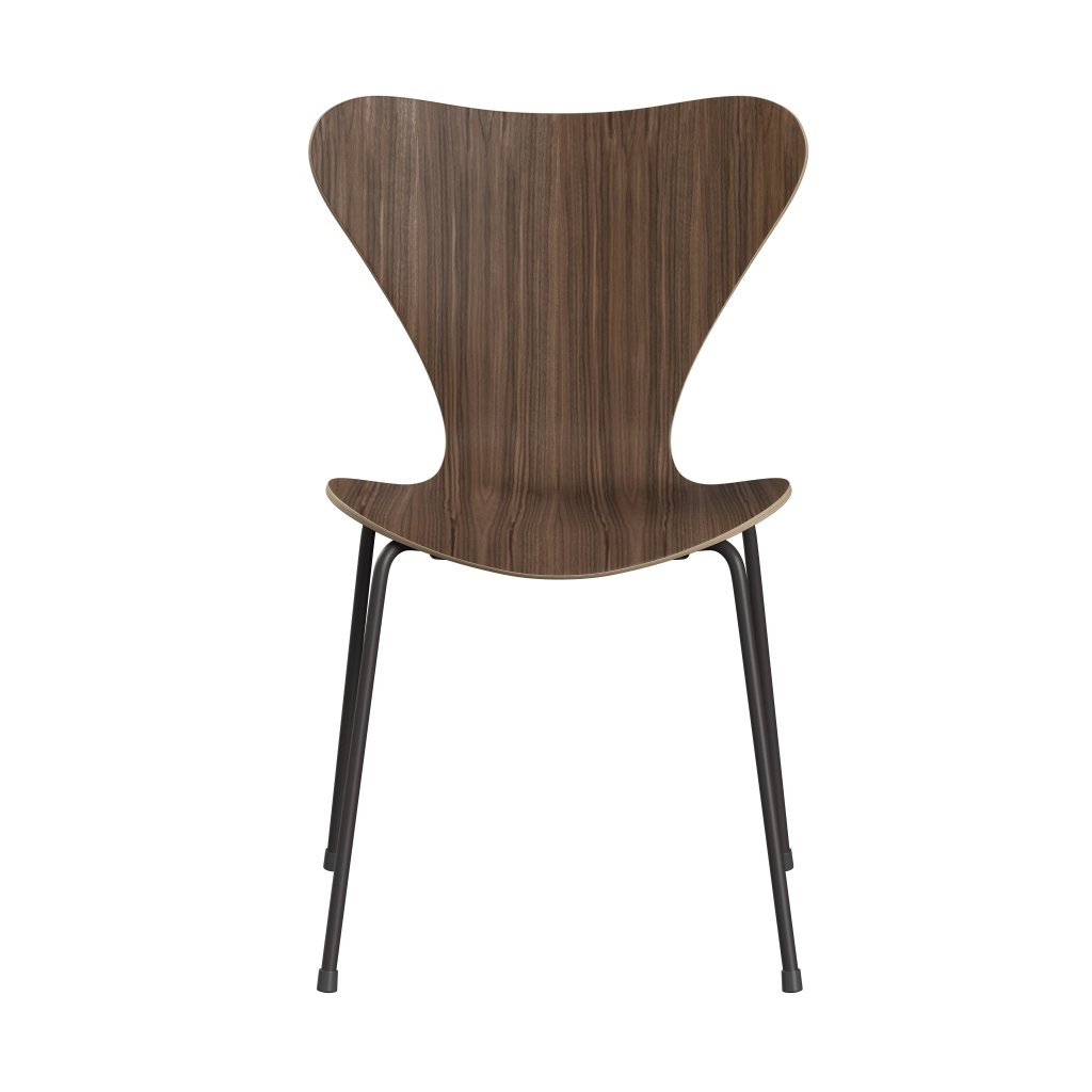 Fritz Hansen 3107 Chair Unupholstered, Warm Graphite/Walnut Veneer Natural