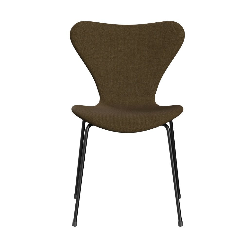 Fritz Hansen 3107 chaise complète complète, noir / toile d'automne beige