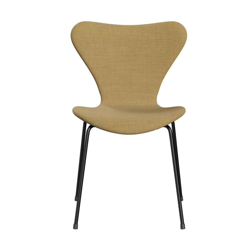 Fritz Hansen 3107 chaise complète complète, noir / toile légère beige