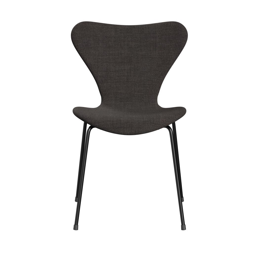 Fritz Hansen 3107 chaise complète complète, noir / toile gris foncé