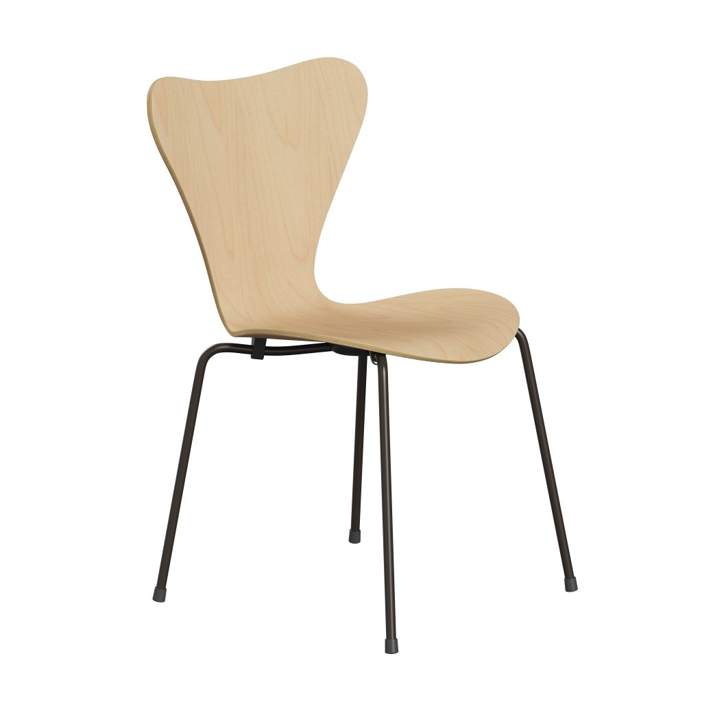 弗里茨·汉森（Fritz Hansen）3107椅子未塑料，棕色青铜/枫木贴面自然