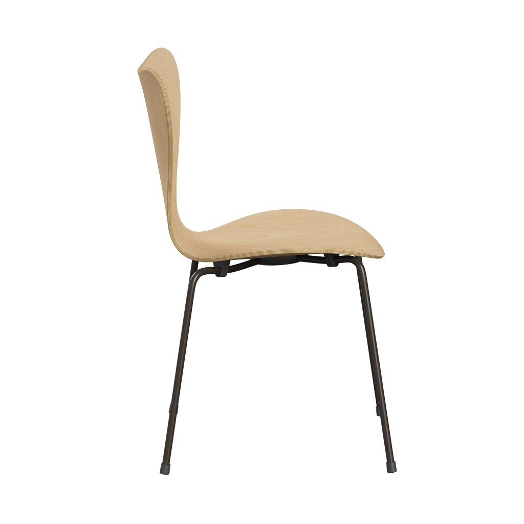 弗里茨·汉森（Fritz Hansen）3107椅子未塑料，棕色青铜/枫木贴面自然