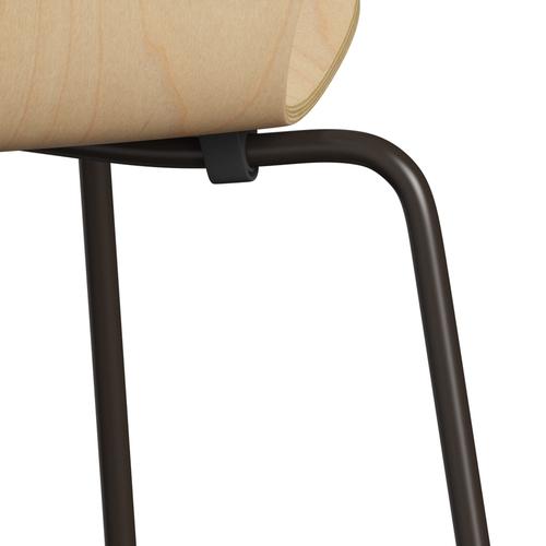 Fritz Hansen 3107 tuoli verhoiluttomana, ruskeaa pronssi-/vaahteran viilualueen luonnollinen