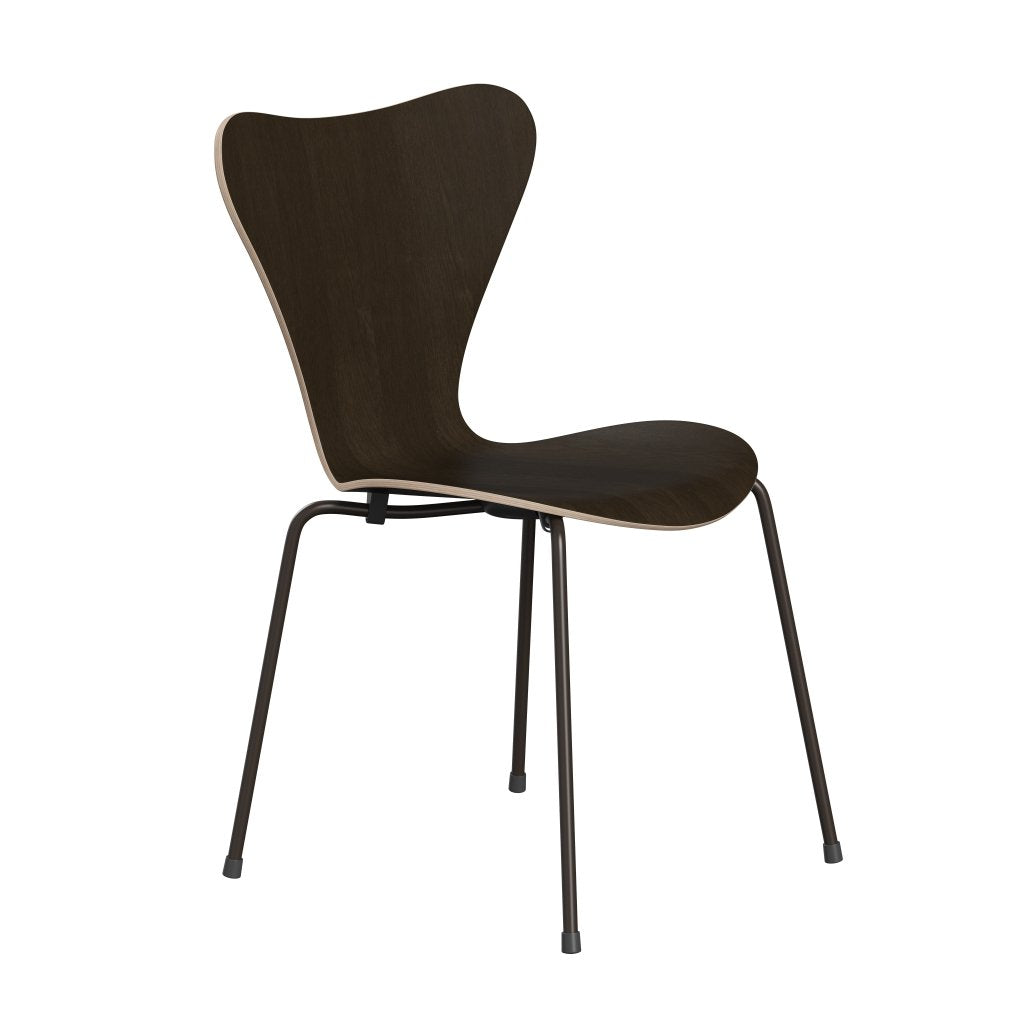 Fritz Hansen 3107 stoel niet -gestoffeerd, bruin bronzen/donker gekleurd eiken fineer natuurlijk