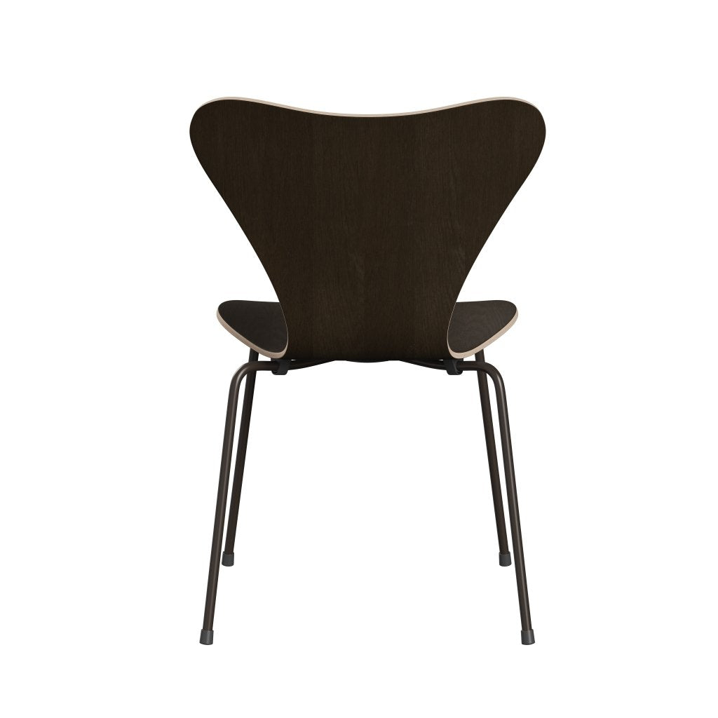弗里茨·汉森（Fritz Hansen）3107椅子未塑料，棕色青铜/深色染色橡木贴面自然