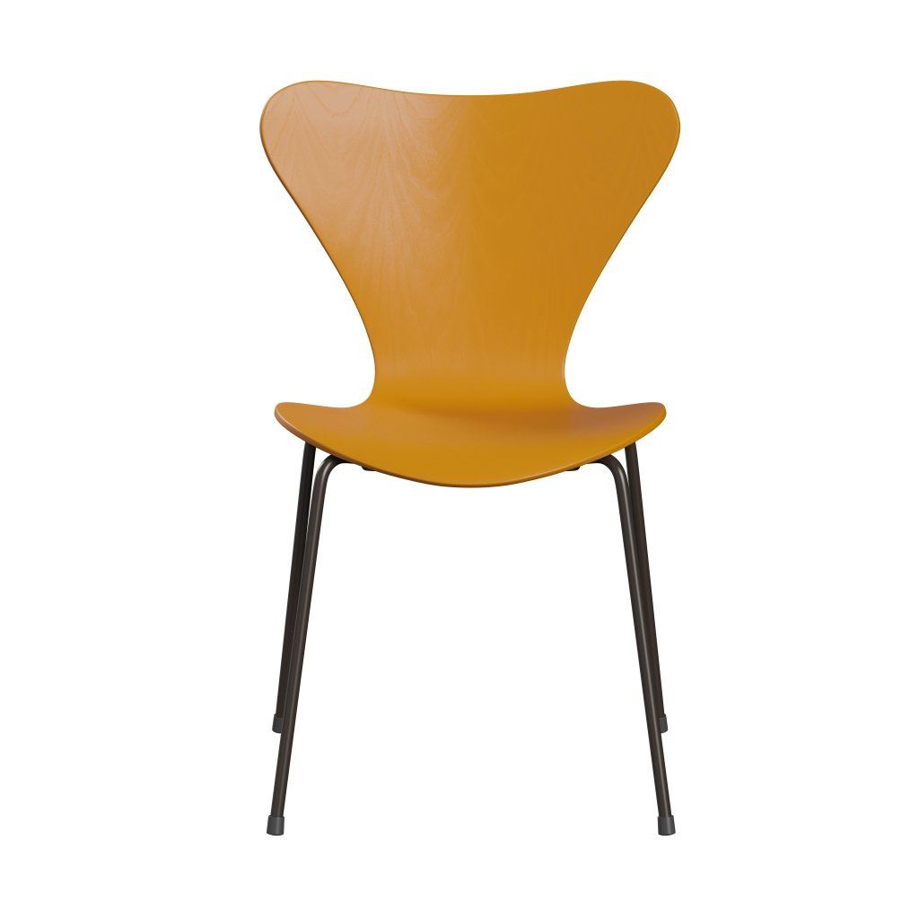 Fritz Hansen 3107 chaise unophastered, bronze brun / cendre teint jaune brûlé