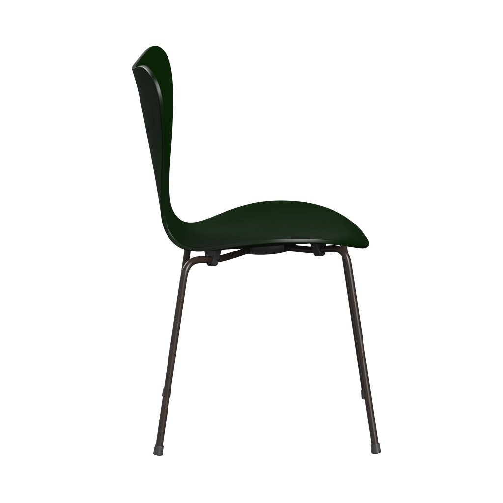 Fritz Hansen 3107 stoel niet -gestoffeerd, bruin brons/geverfde as evergreen