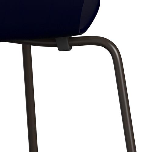 Fritz Hansen 3107 stoel niet -gestoffeerd, bruin brons/geverfde as middernacht blauw