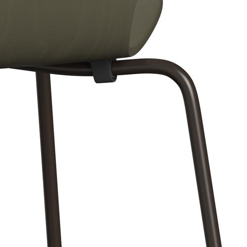 弗里茨·汉森（Fritz Hansen）3107椅子未塑料，棕色青铜/染色灰橄榄绿色