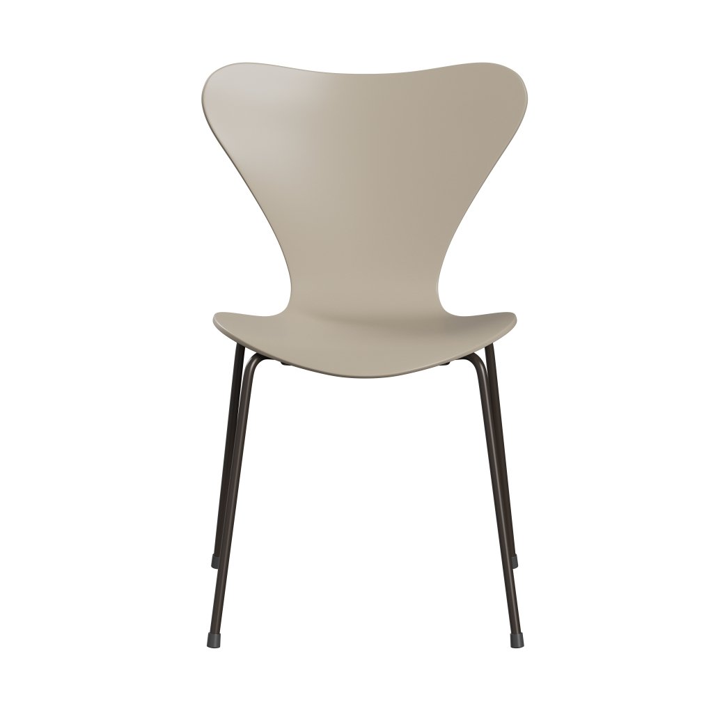 Fritz Hansen 3107 chaise inupsillée, bronze brun / beige légère laqué