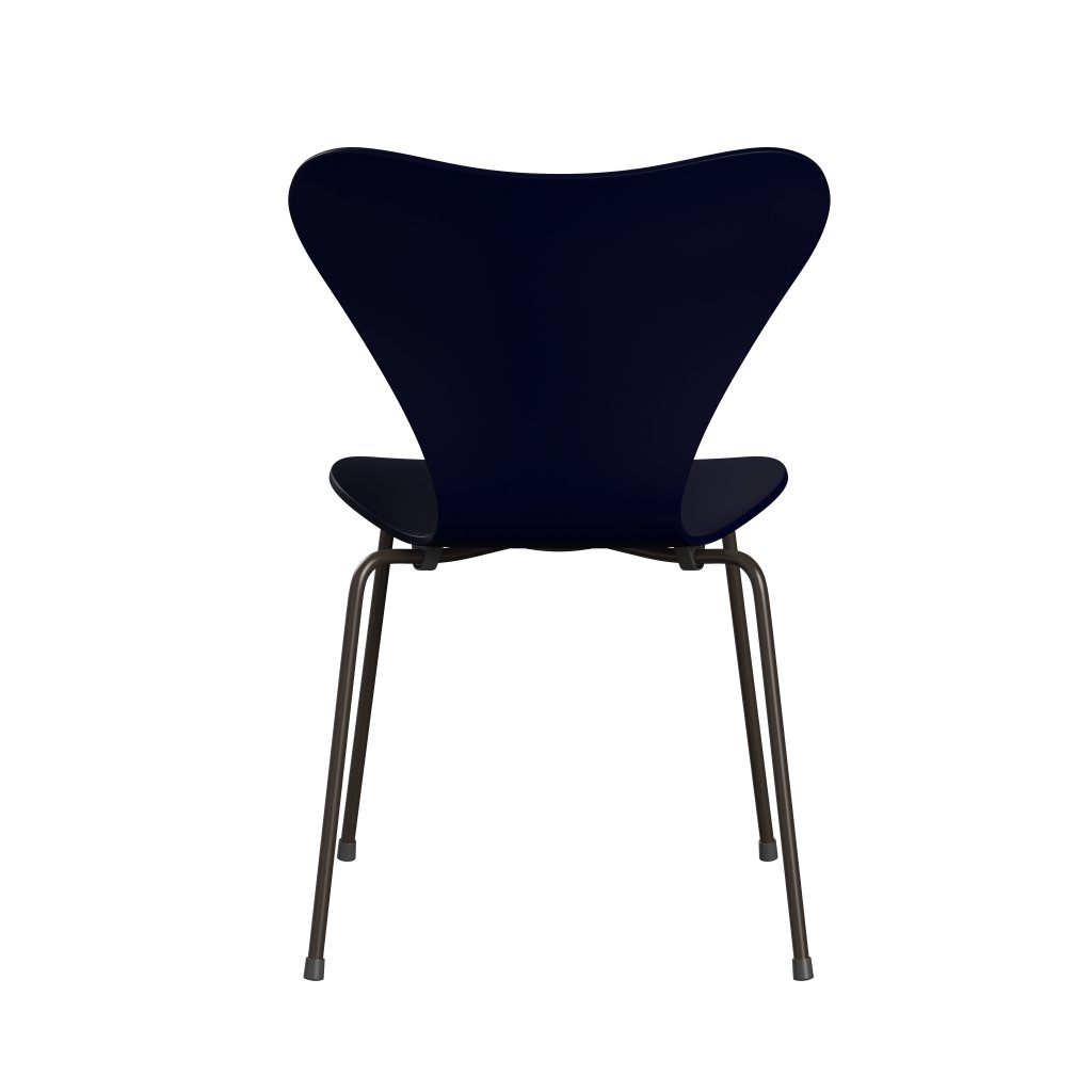 Fritz Hansen 3107 chaise unfolhtered, bronze marron / laquée de minuit bleu