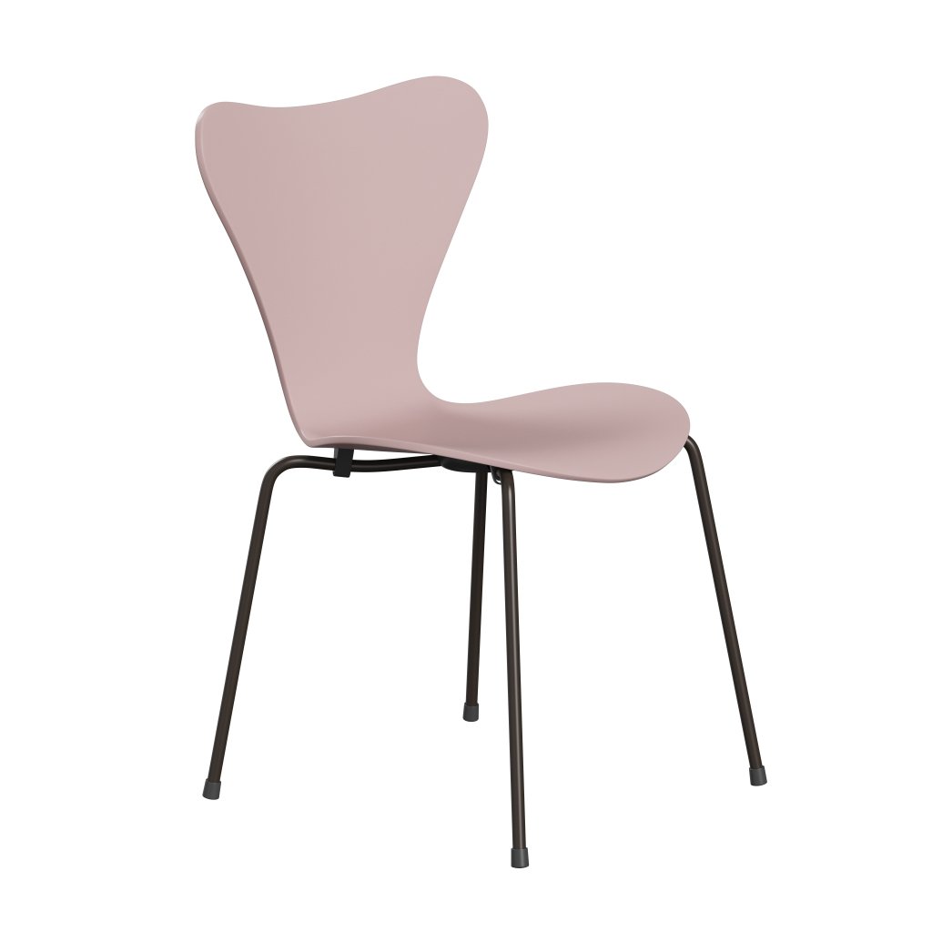Fritz Hansen 3107 chaise inutile, bronze brun / rose pâle laquée