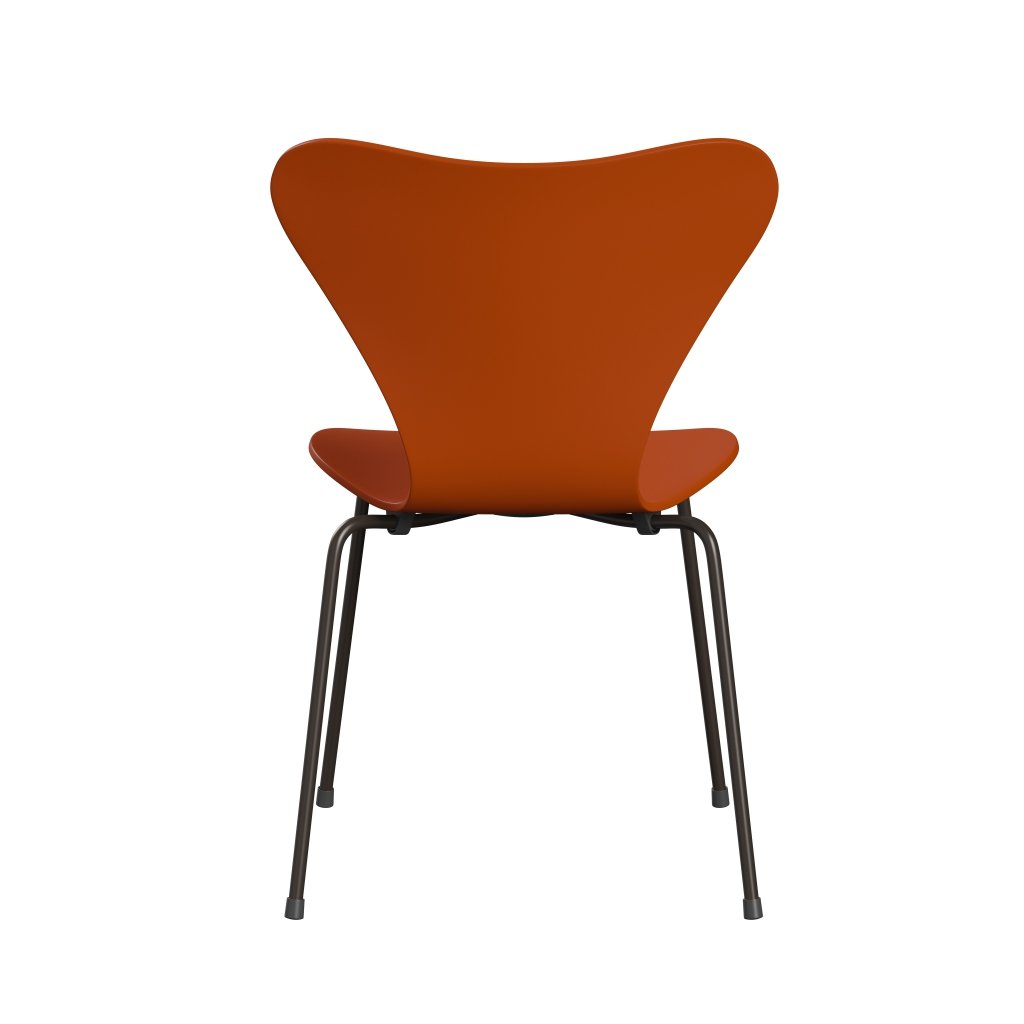 弗里茨·汉森（Fritz Hansen）3107椅子未塑料，棕色青铜/漆天堂橙色