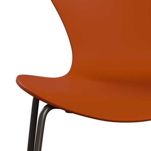 弗里茨·汉森（Fritz Hansen）3107椅子未塑料，棕色青铜/漆天堂橙色