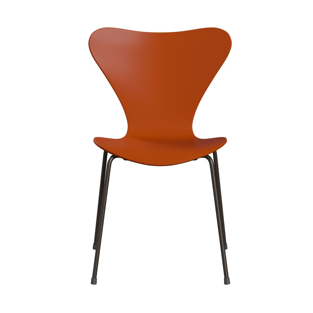 Fritz Hansen 3107 chaise unophastered, bronze brun / paradis laqué orange
