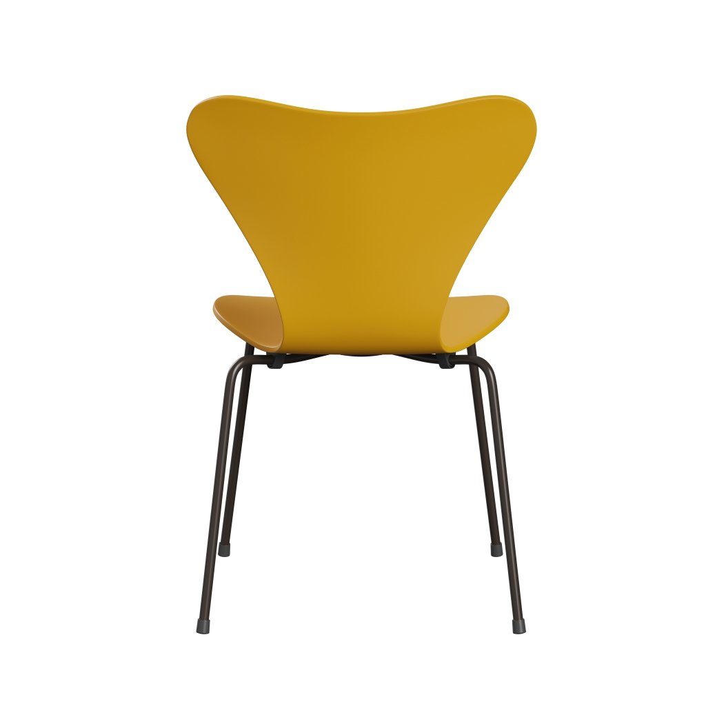 Fritz Hansen 3107 chaise unfolhtered, bronze brun / laqué vrai jaune
