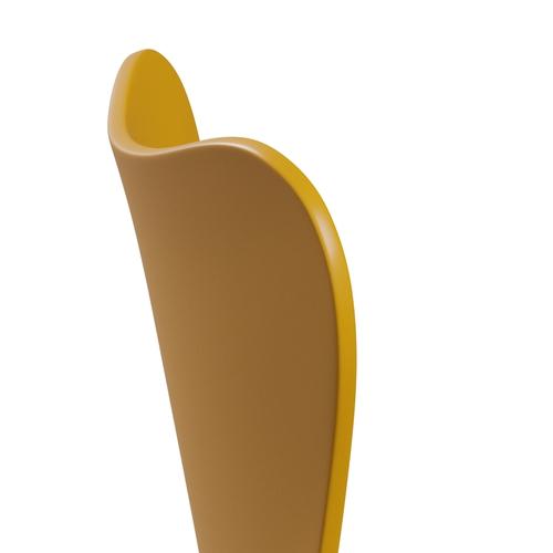 Fritz Hansen 3107 Silla sin supervoltura, bronce marrón/lacado verdadero amarillo