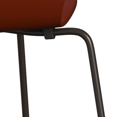 Fritz Hansen 3107 chaise unophastered, bronze brun / laqué rouge vénitien rouge