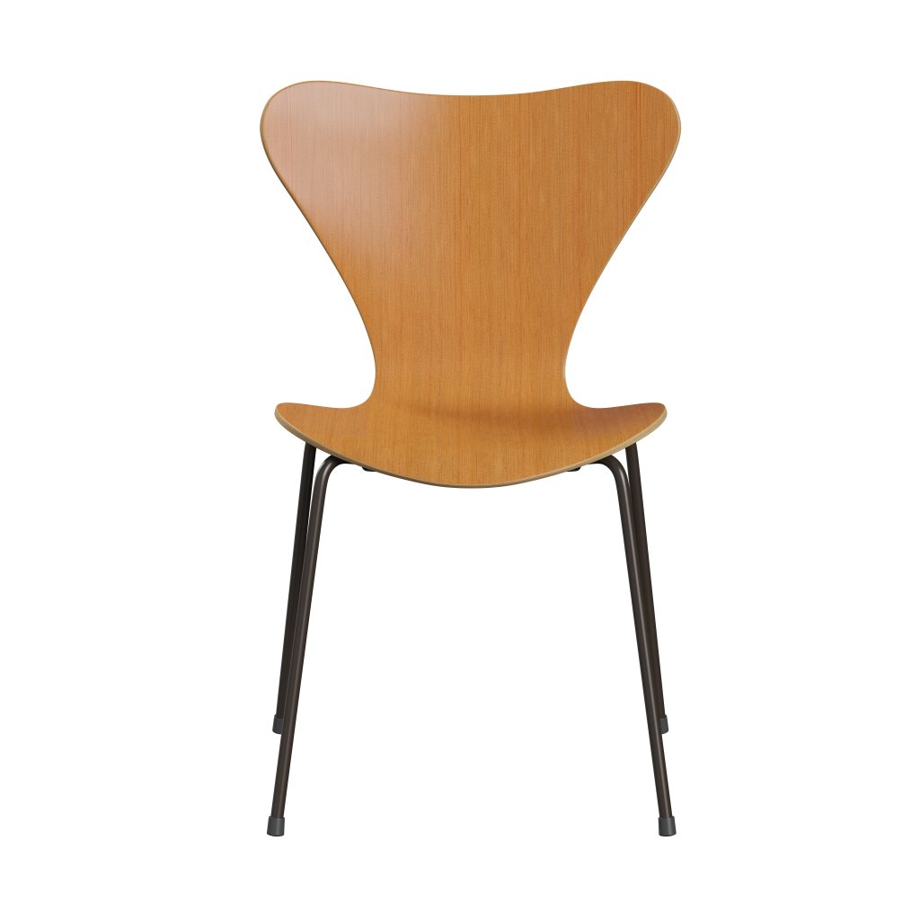 弗里茨·汉森（Fritz Hansen）3107椅子未塑料，棕色青铜/瑞士石松木贴面自然