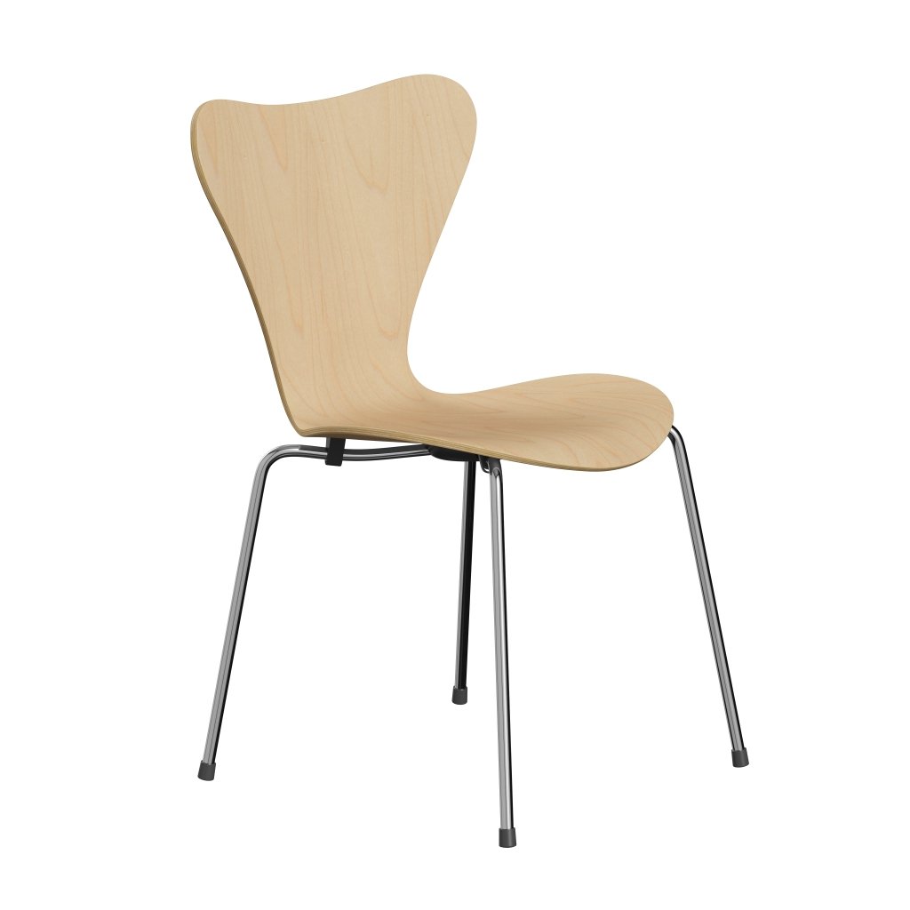 弗里茨·汉森（Fritz Hansen）3107椅子未塑料，镀铬/枫木贴面自然