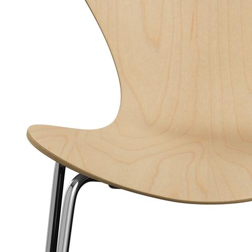 Fritz Hansen 3107 stoel niet -gestoffeerd, Chrome/Maple Fineer Natural