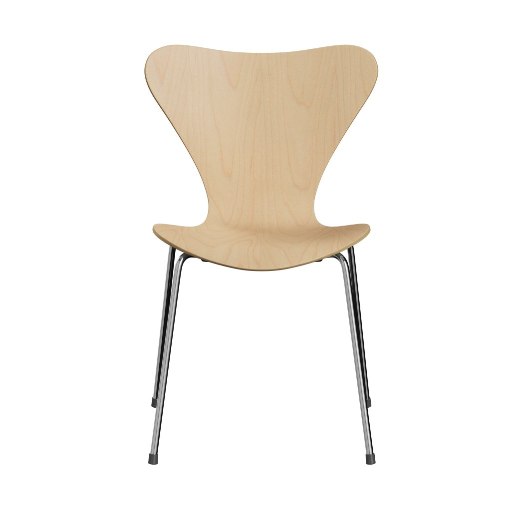 弗里茨·汉森（Fritz Hansen）3107椅子未塑料，镀铬/枫木贴面自然