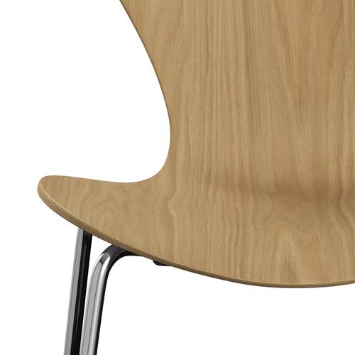 Fritz Hansen 3107 Chair Unupholstered, Chrome/Oak Veneer Natural