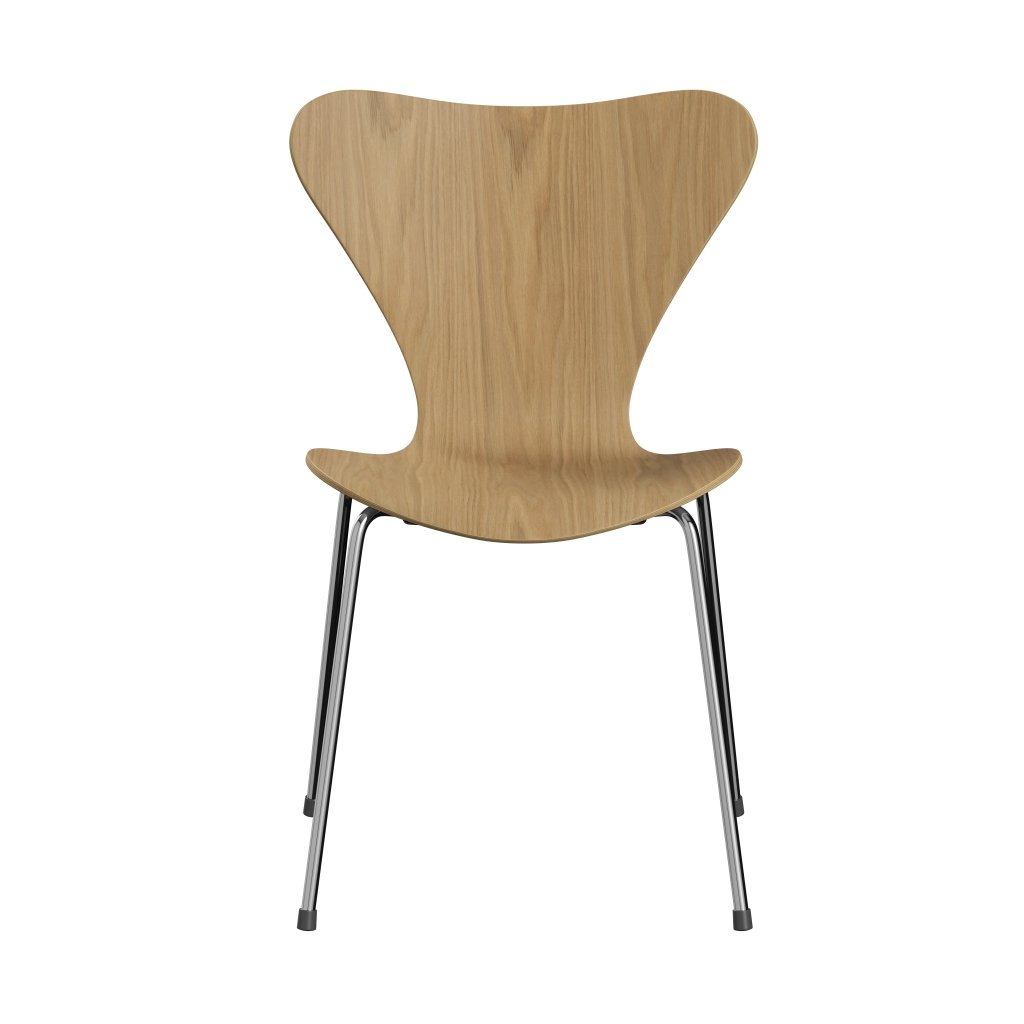 Fritz Hansen 3107 Chair Unupholstered, Chrome/Oak Veneer Natural
