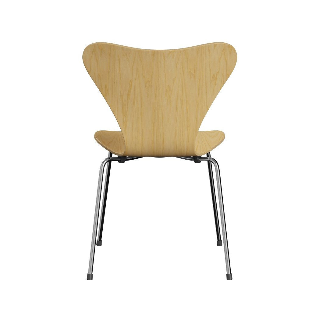 Fritz Hansen 3107 Chair Unupholstered, Chrome/Ash Veneer Natural
