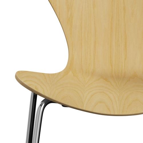 Fritz Hansen 3107 Chair Unupholstered, Chrome/Ash Veneer Natural
