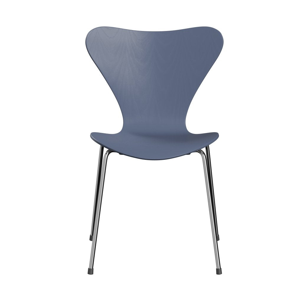 弗里茨·汉森（Fritz Hansen）3107椅子未塑料，铬/染色灰蓝色