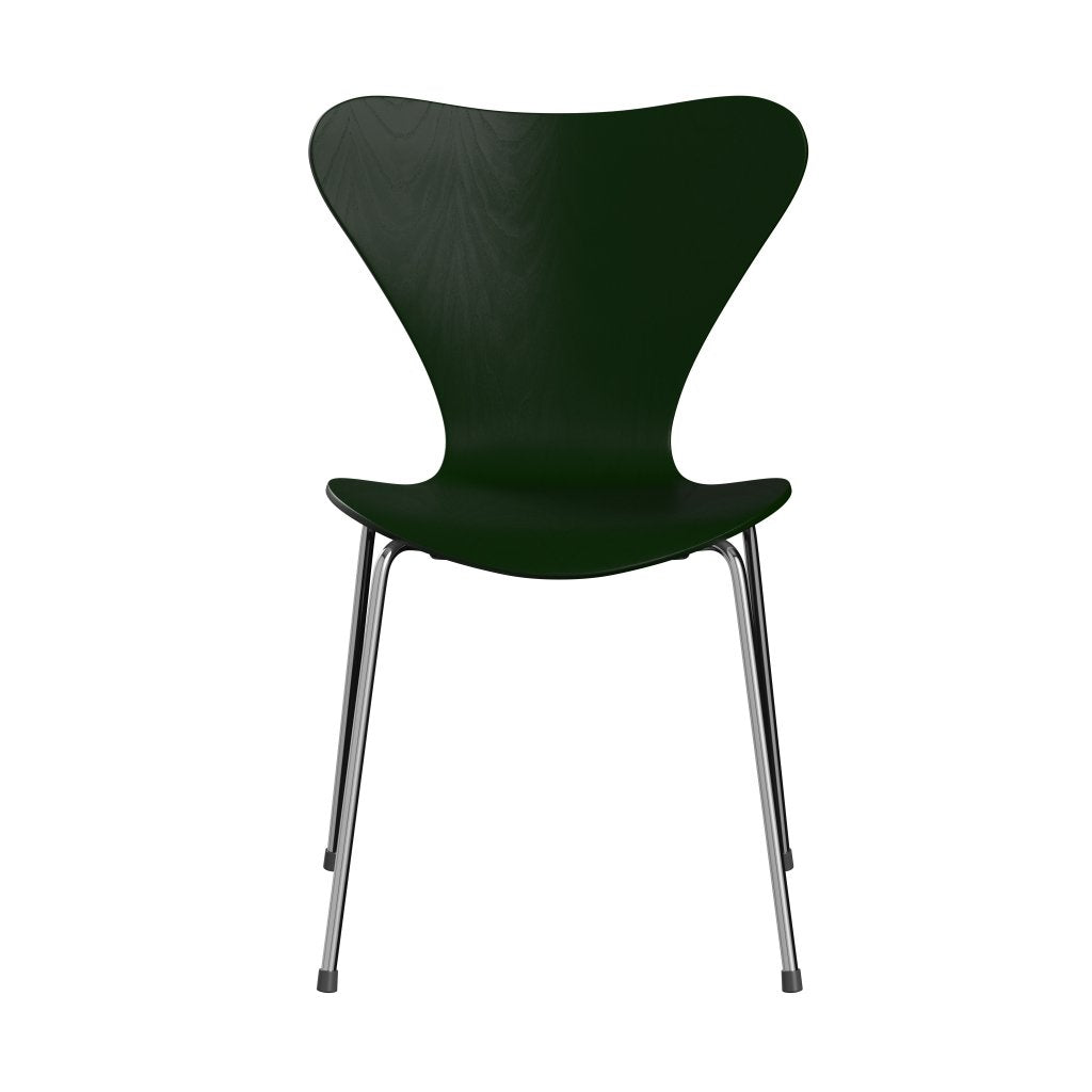 Fritz Hansen 3107 Chair Unupholstered, Chrome/Dyed Ash Evergreen