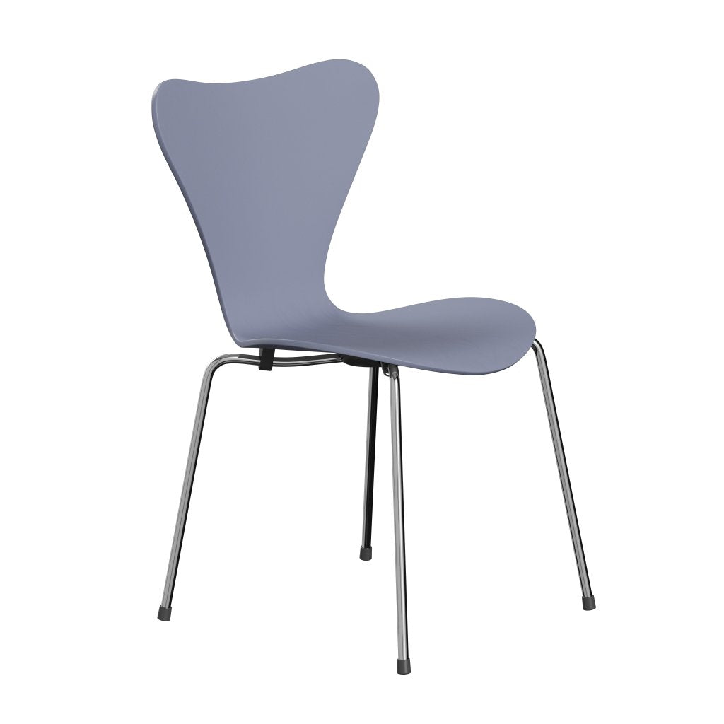 Fritz Hansen 3107 Chair Unupholstered, Chrome/Dyed Ash Lavender Blue