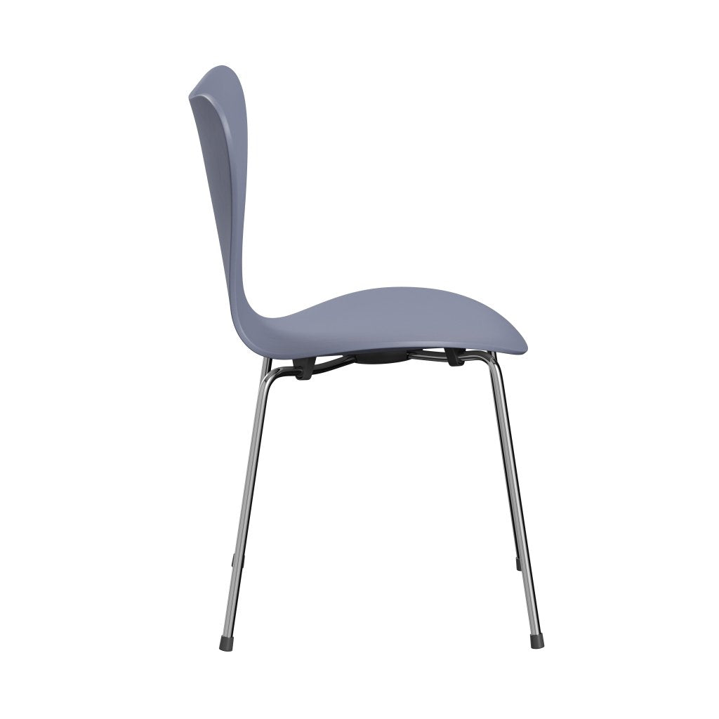 Fritz Hansen 3107 Chair Unupholstered, Chrome/Dyed Ash Lavender Blue