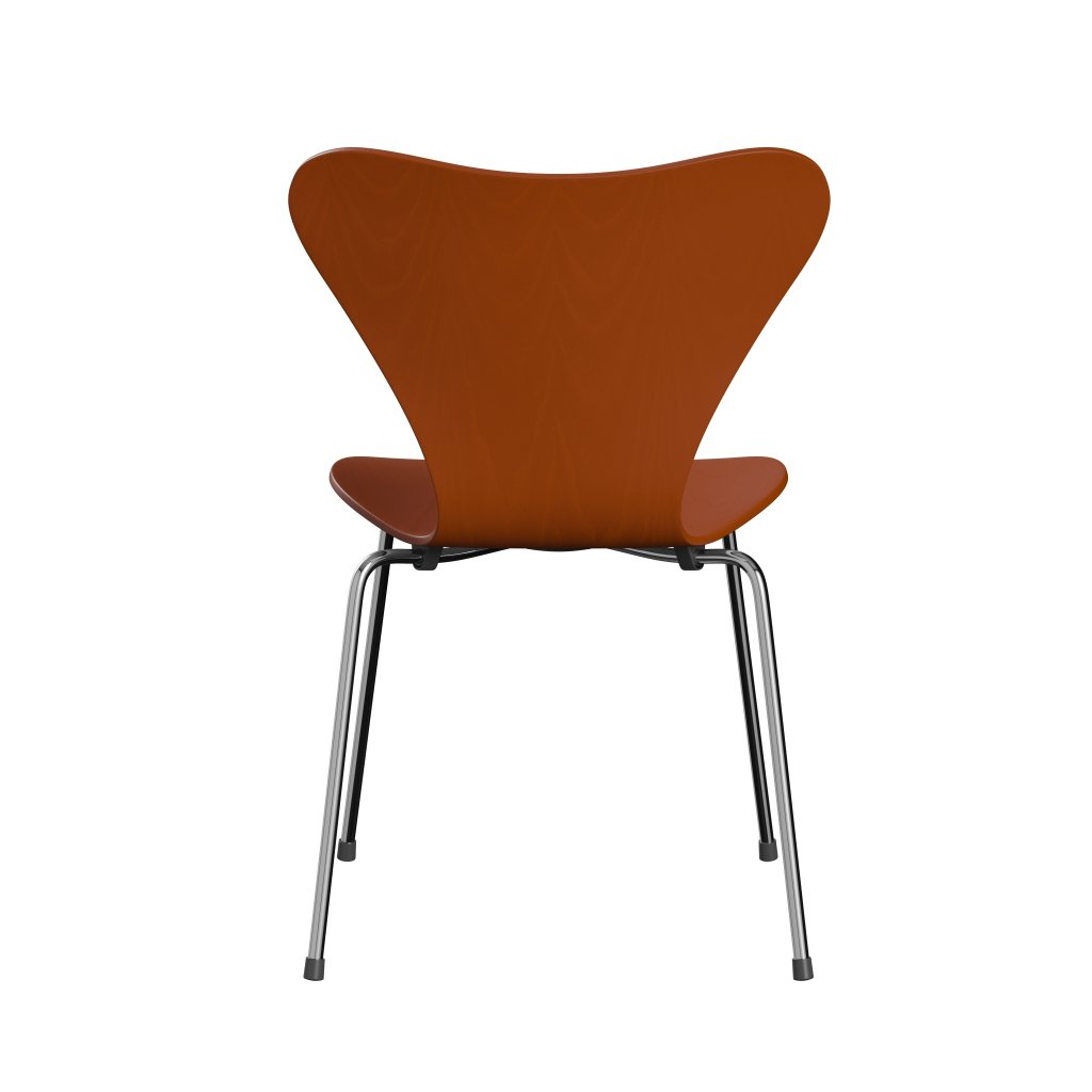 Fritz Hansen 3107 Chair Unupholstered, Chrome/Dyed Ash Paradise Orange