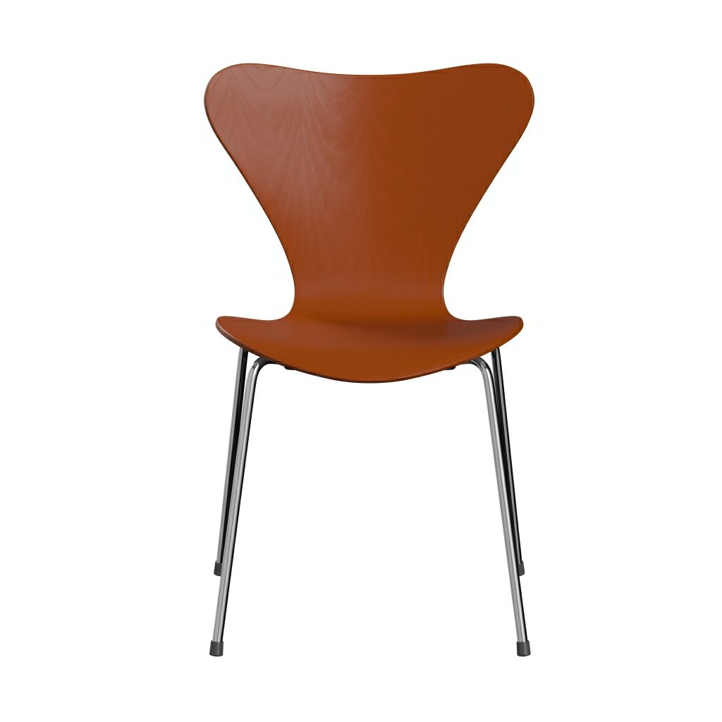 弗里茨·汉森（Fritz Hansen）3107椅子未塑料，铬/染色天堂橙色